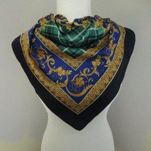1990s Baroque style green & blue plaid